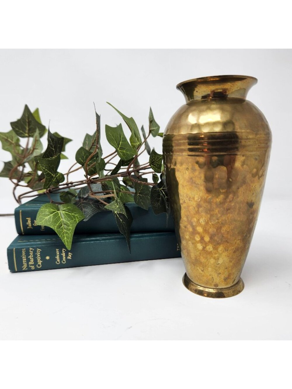 Vintage 6" Brass Bud Vase, hammered brass bud vase, small brass vase, decorative